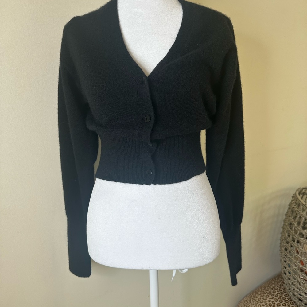 ALO Yoga Black Cashmere Cropped Cardigan